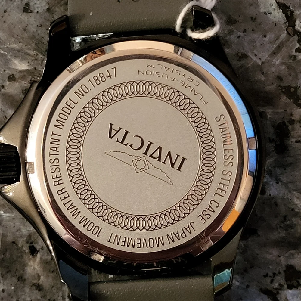 Invicta like new flame fusion crystal watch with leather gray band